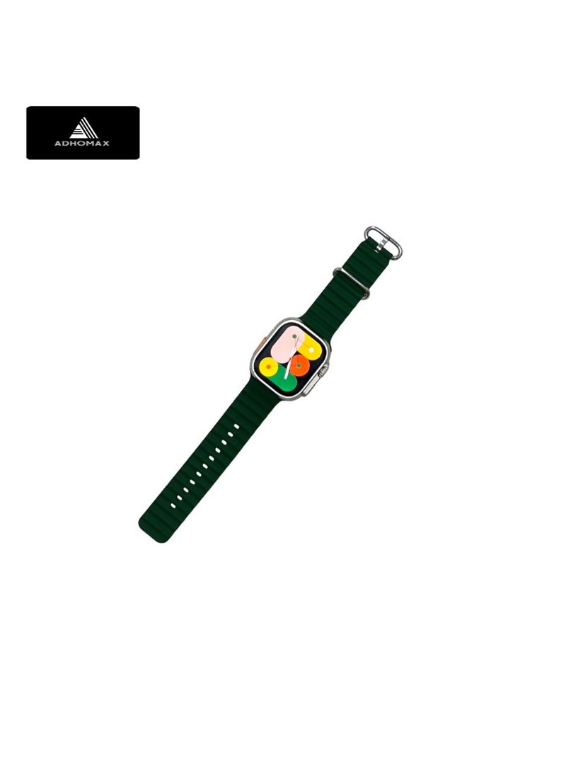 ادهوماكس ساعة ذكية T1000 Ultra2 بتصميم أنيق 2.08 بوصة، ان اف سي ، شاشة لا نهائية، متتبع اللياقة البدنية، معدل ضربات القلب، مكالمات، شحن لاسلكي، لأجهزة الاندرويد والايفون للرجال والنساء - Image 2